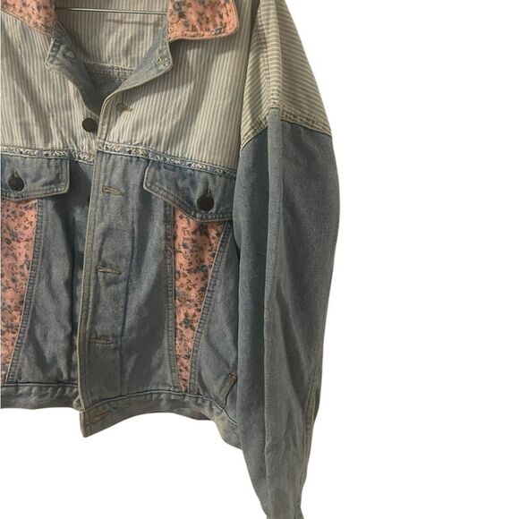 Vintage Zena Denim Jacket Floral Pink Women’s Size Large Made USA RARE - Picture 7 of 16